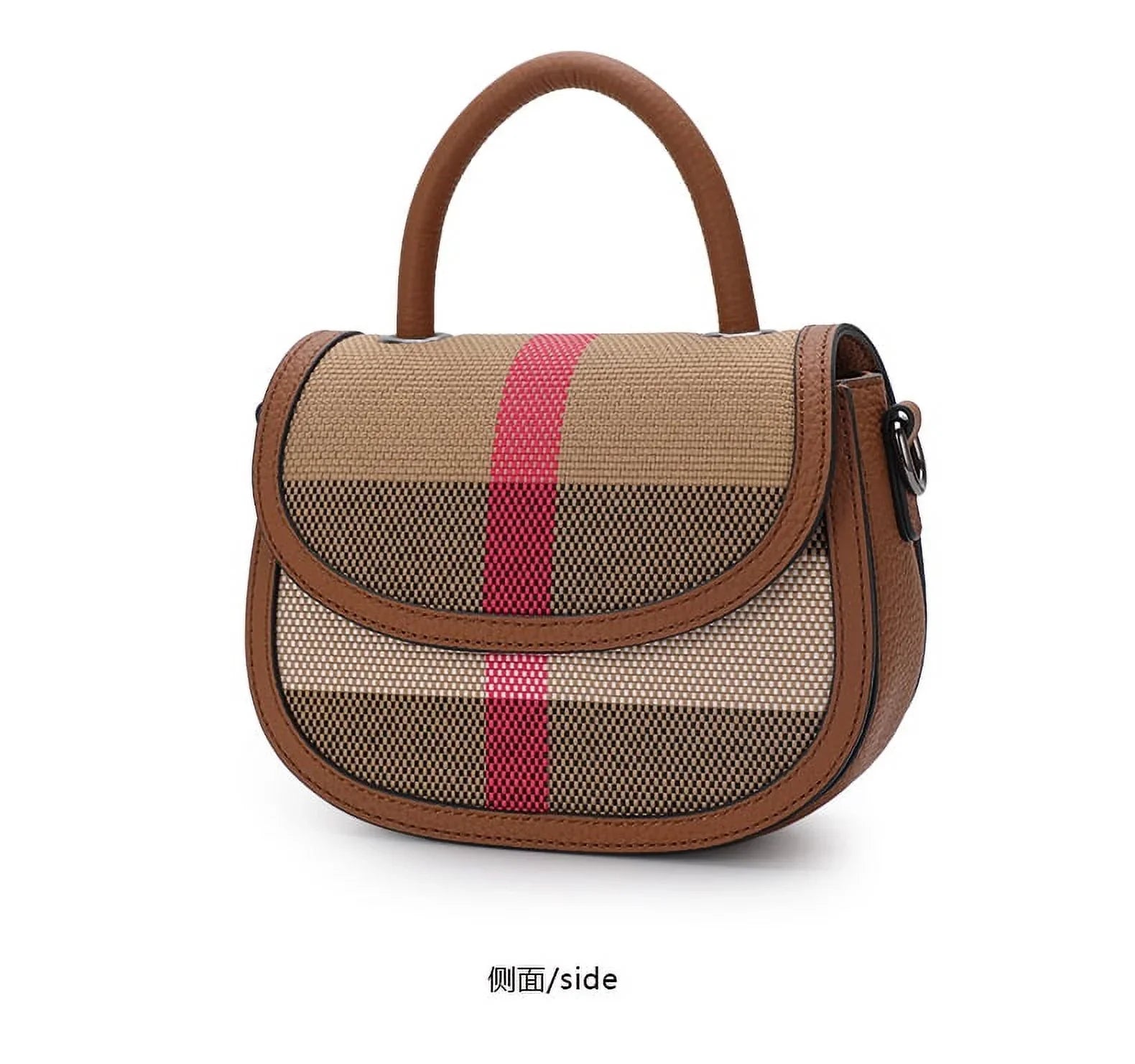 Aidrani New Women's One Shoulder Crossbody Bag Canvas with Cowhide Saddle Bag