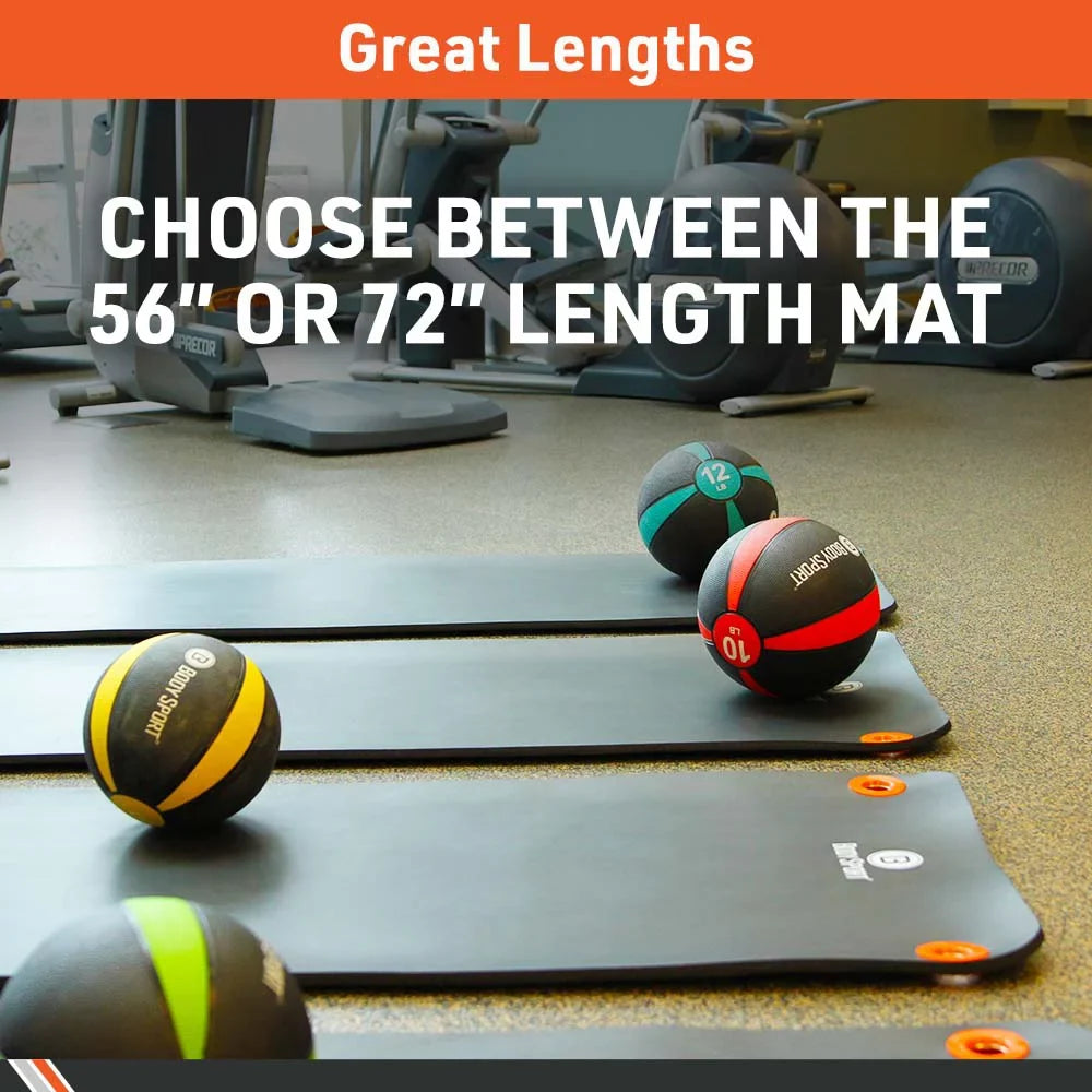 BodySport Personal Exercise Mat for Men and Women – Perfect for Gyms and Fitness Training – 1 in. Thick; 72 in. Long; Black