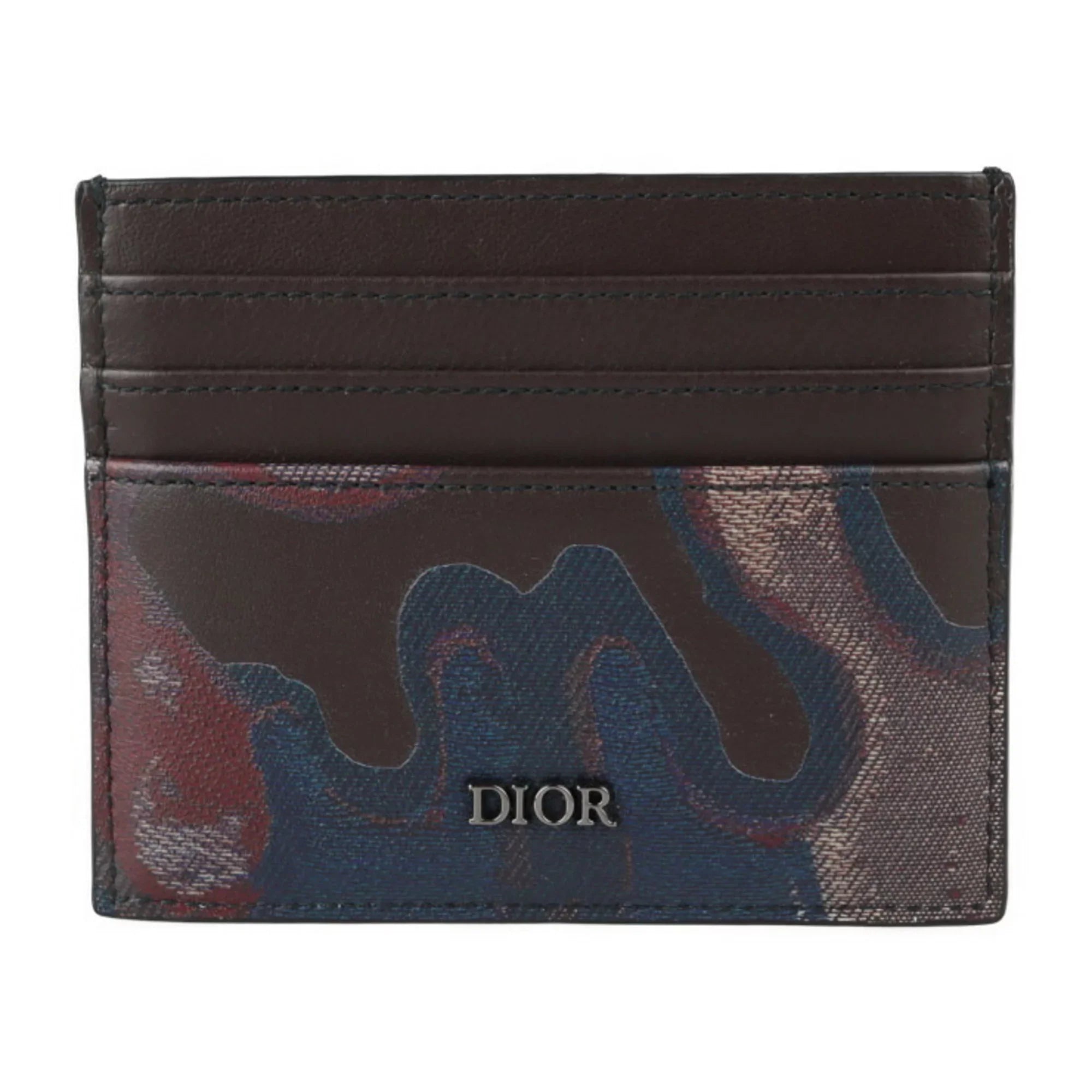 Pre-Owned Christian Dior Dior Card Case 2ESCH135UCN Calf Leather Marron Brown Series Multicolor Camouflage Pattern Business Holder (Like New)