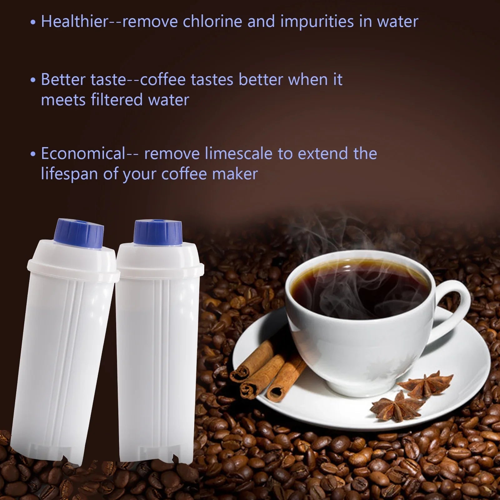 Anself Coffee System Accessory; 4Pcs Replacement Filter Cartridge Compatible with Delonghi DSL C002; Purify Element Filter