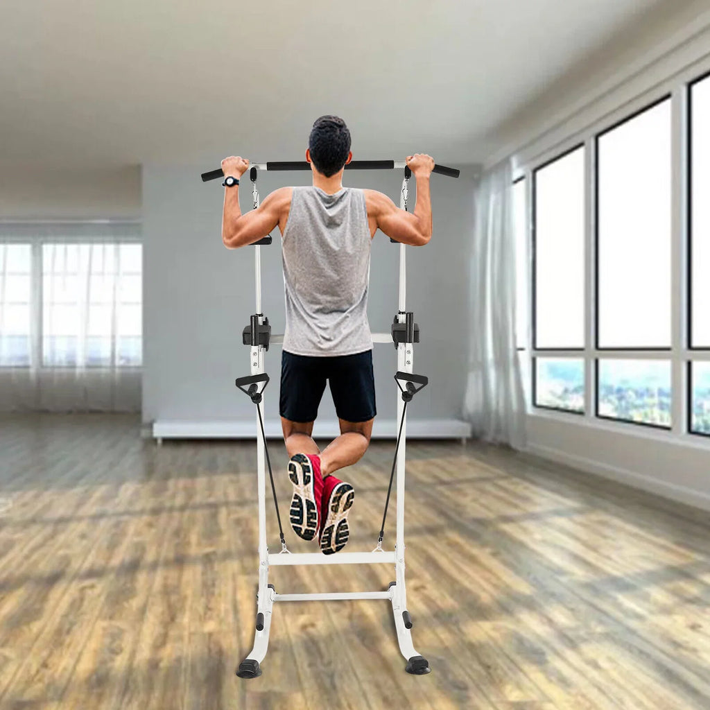 Home Gym Power Tower Dip Station Chin Up Bar Power Tower Pull Push Home Gym Black Adjustable Height
