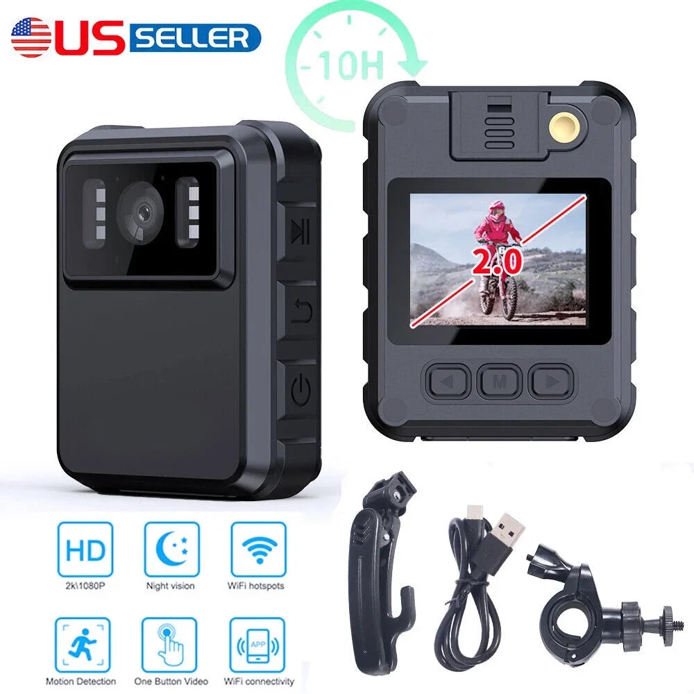 JLLOM Police Body Camera - Mini Camcorder with 1080P Audio Video DVR and IR Night Vision