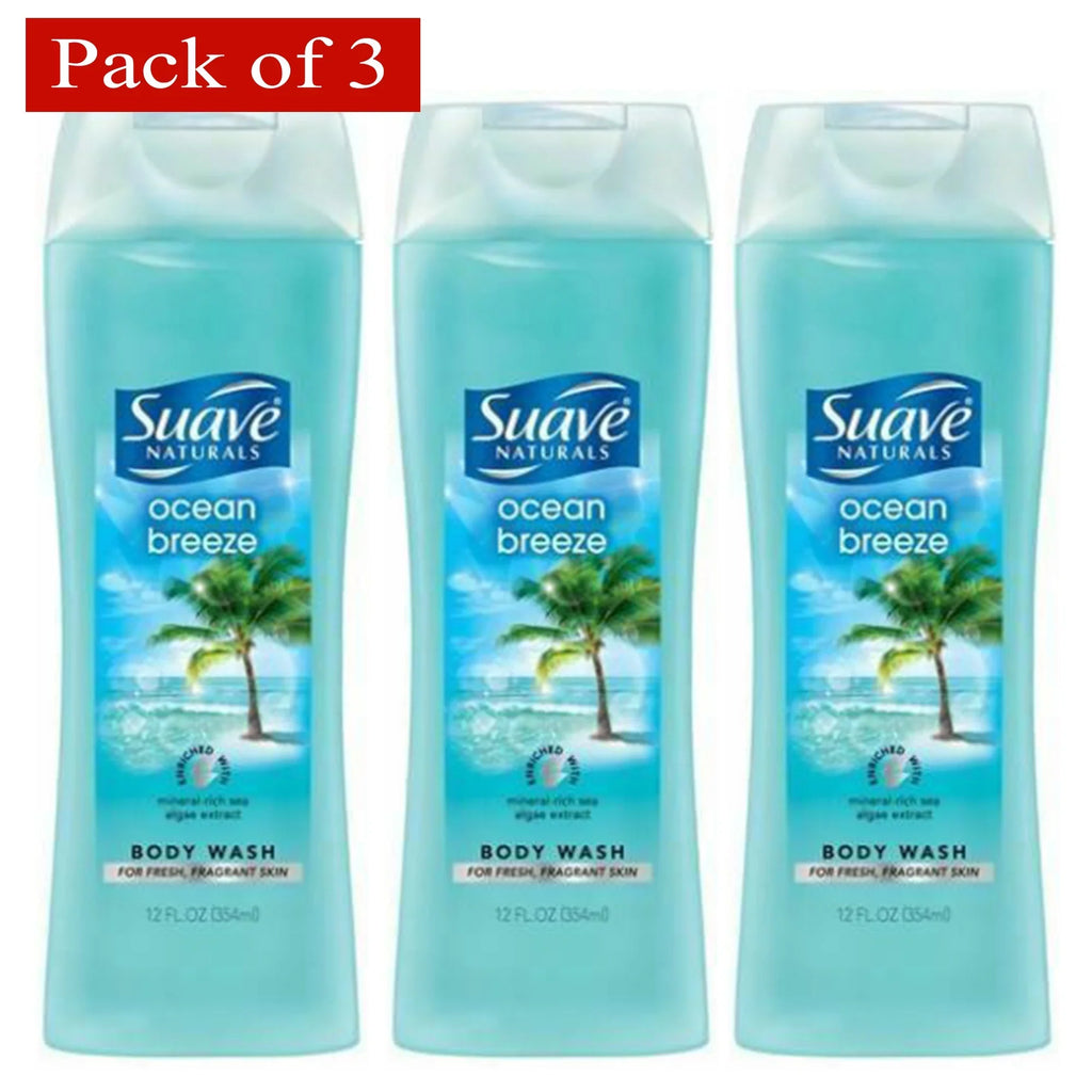 Suave Naturals Body Wash; Ocean Breeze 12 oz (Pack of 3)