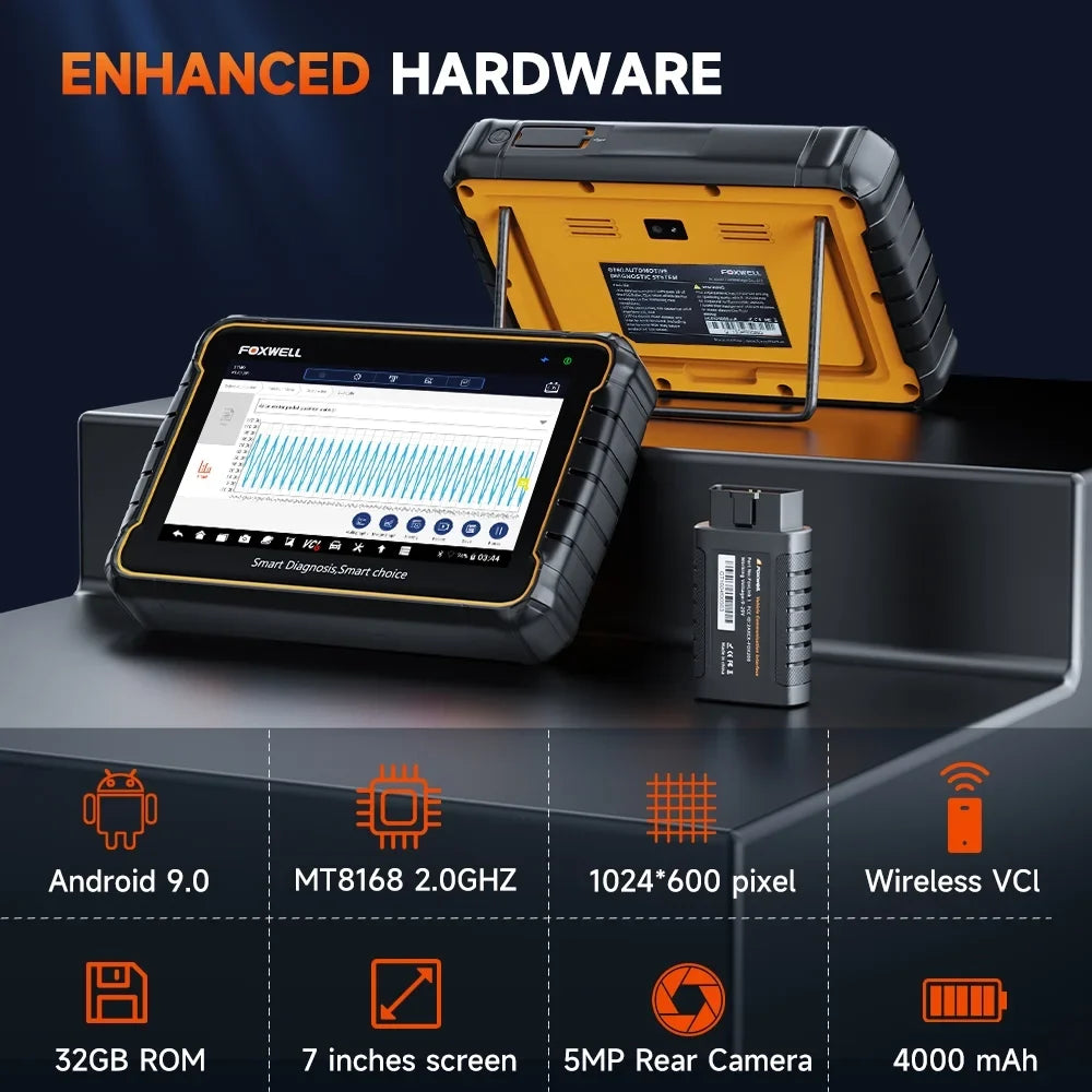 Foxwell GT60 Wireless Bluetooth Automotive Bi-directional Diagnostic Scanner 24+ Maintenance Services Full System OBD2 Scanner Code Reader for 12V Cars; EOBD OBD Scan Tool Vehicle Analyzer with Bag