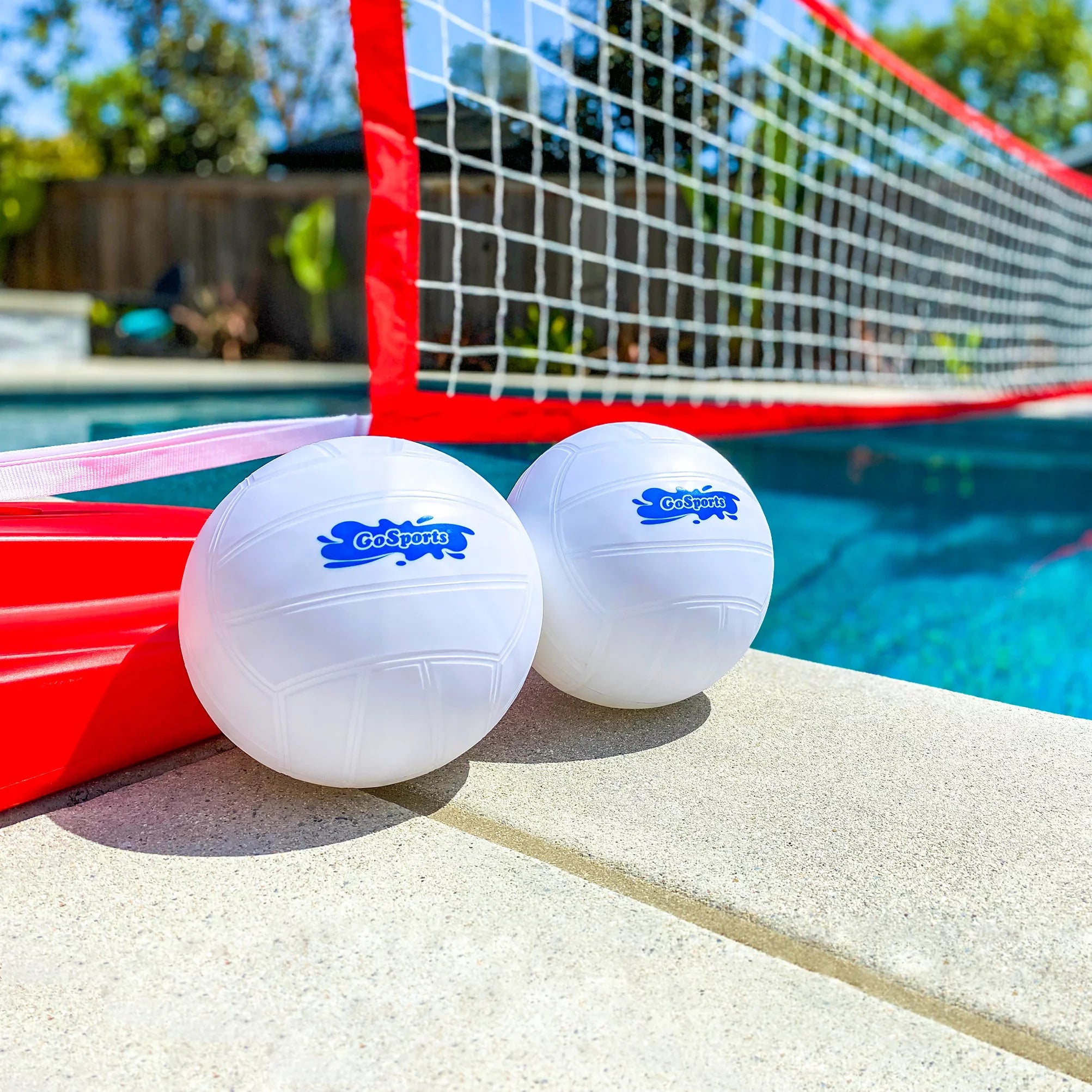 GoSports Splash Net PRO Pool Volleyball Net; Includes 2 Balls; Red