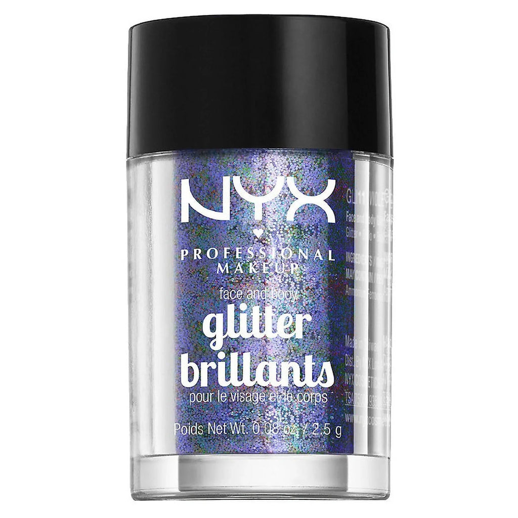 NYX Professional Makeup Face & Body Glitter; Violet 0.08 oz Pack of 2