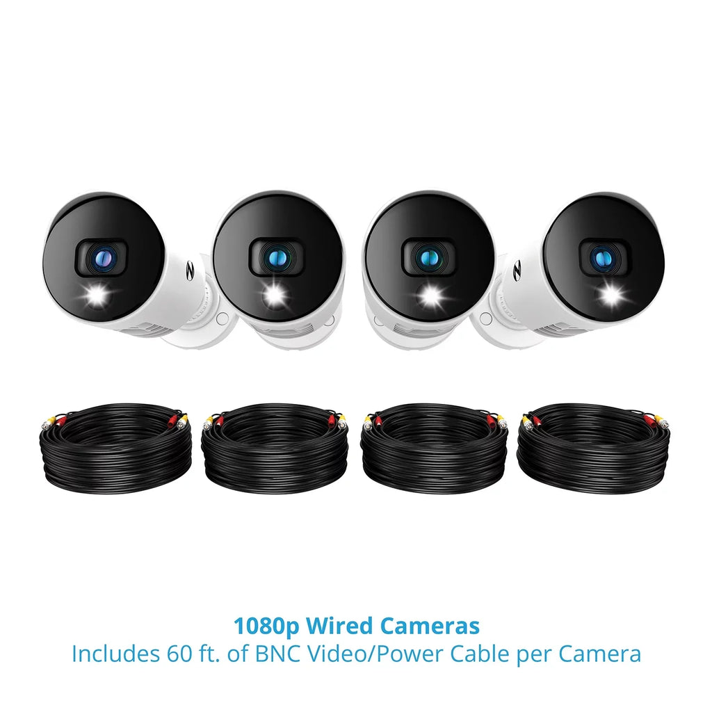 Night Owl Bluetooth 8 Channel DVR with 1TB Hard Drive; and 4 Wired 1080p HD Spotlight Security Cameras; Outdoor; HDMI Connector