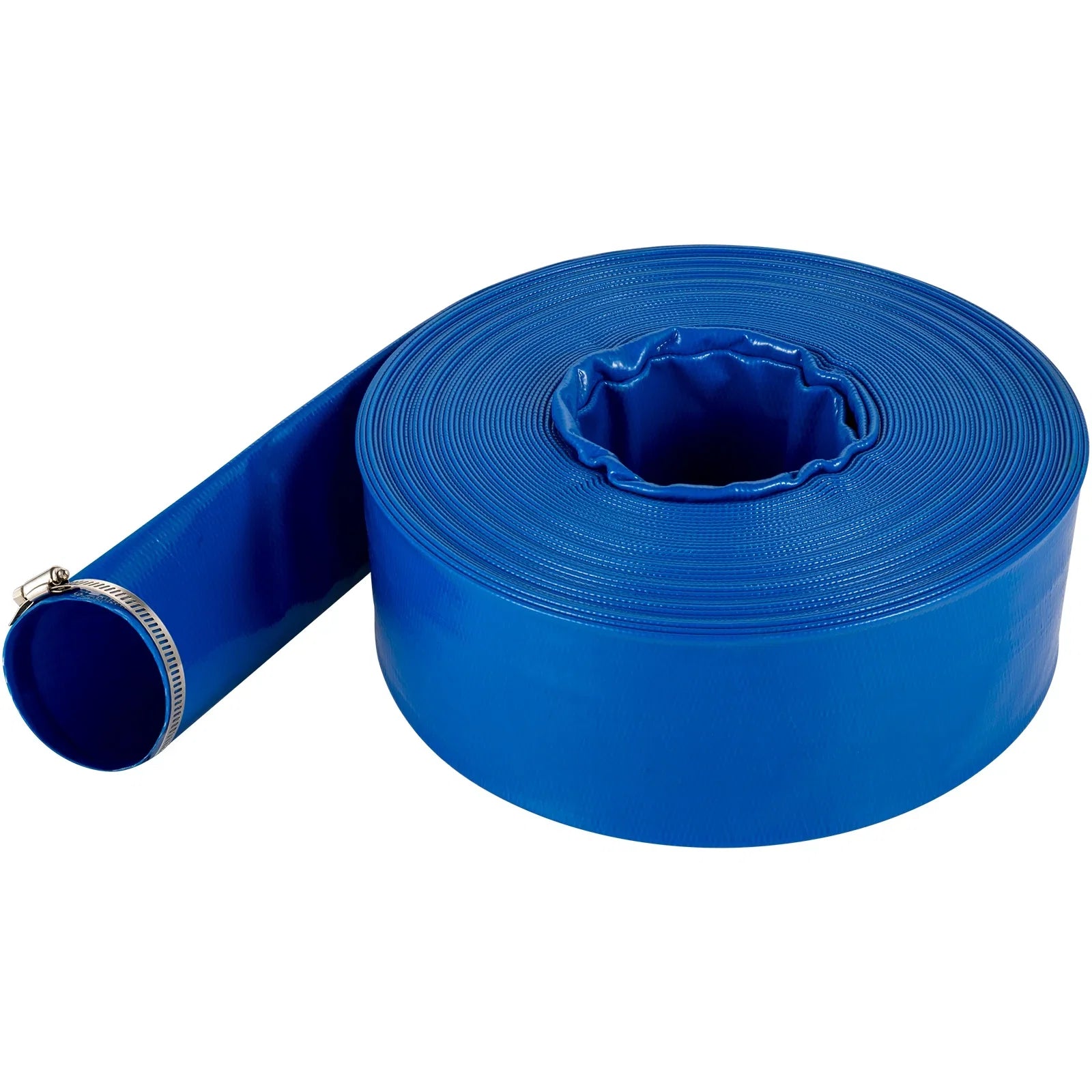 BENTISM Discharge Hose; 1-1/2" x 105'; Fabric Lay Flat Hose; Heavy Duty Backwash Drain Hose with Clamps; Weather-proof & Burst-proof; Ideal for Swimming Pool & Transfer