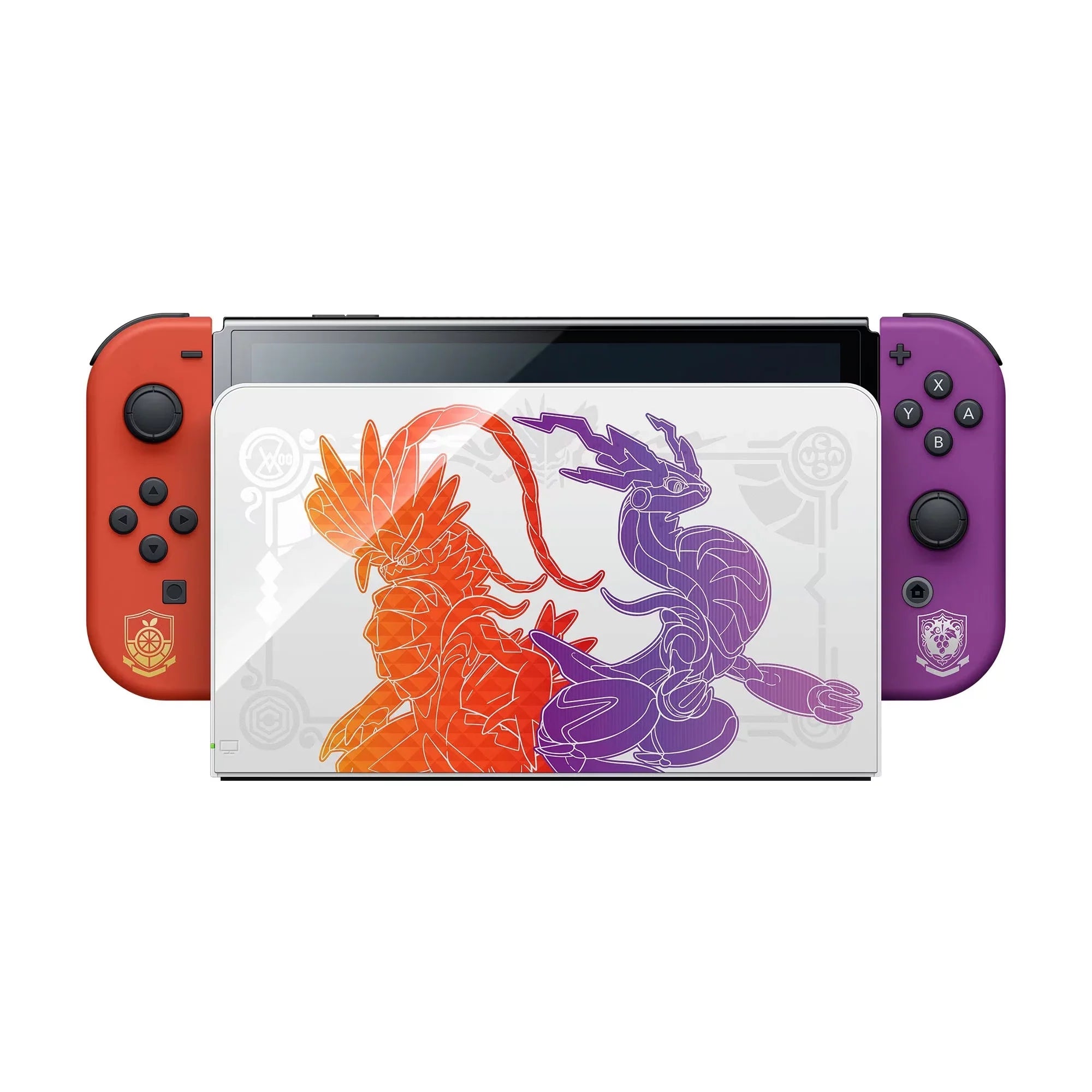 2022 Nintendo Switch OLED Model Pokemon Scarlet & Violet Limited Edition; Pokemon Illustrations 64GB Console; Koraidon and Miraidon Glossy White Dock; Pokemon Scarlet Game and Mytrix Accessories