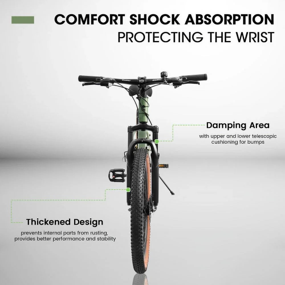 A24301 Ecarpat Mountain Bike 24 millimeter Wheels; 21-Speed Mens Womens Trail Commuter City Mountain Bike; Carbon steel Frame Disc Brakes Thumb Shifter Front Fork Bicycles