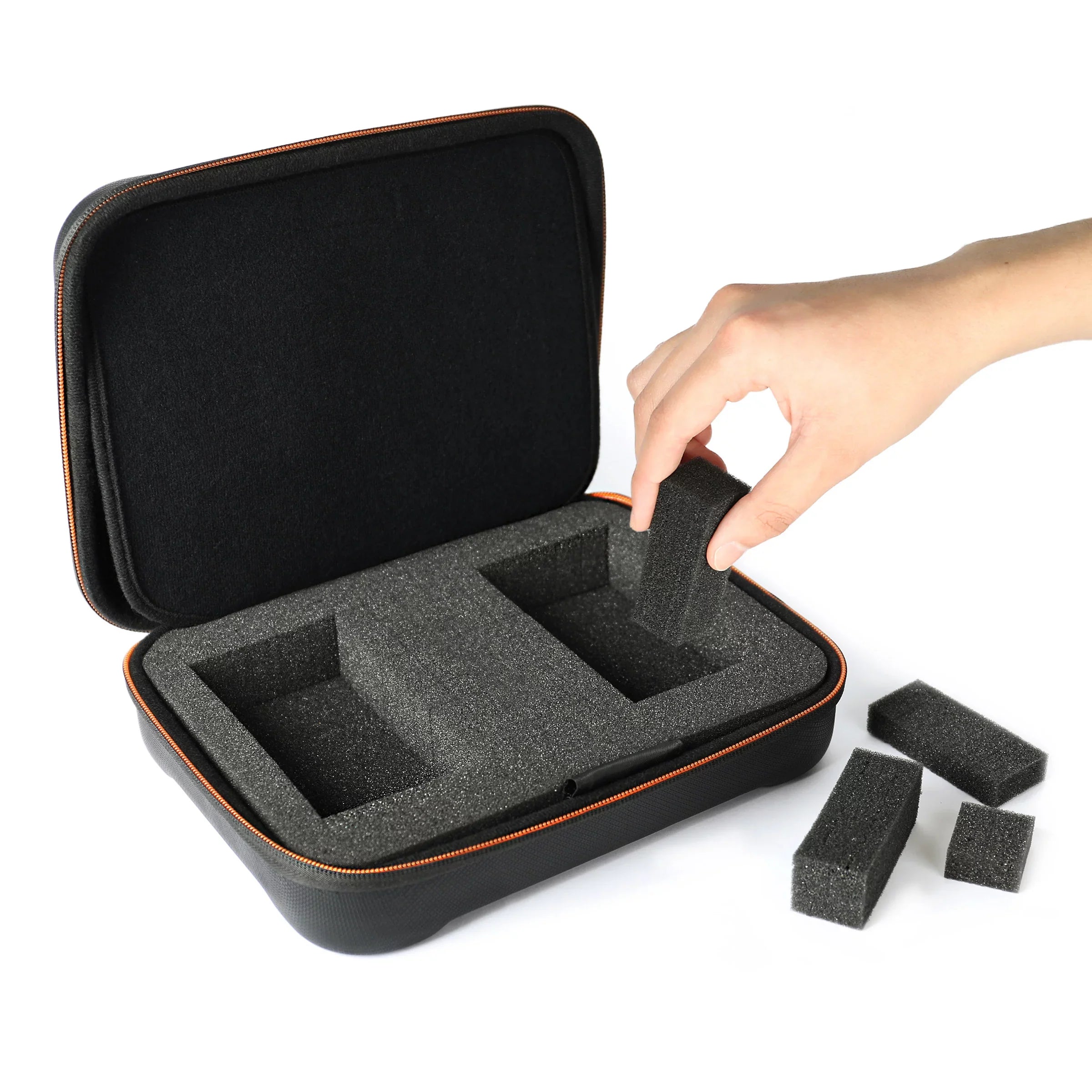 USA GEAR External Hard Drive Case; EVA Foam Hard Shell; Customizable Foam Interior - Black