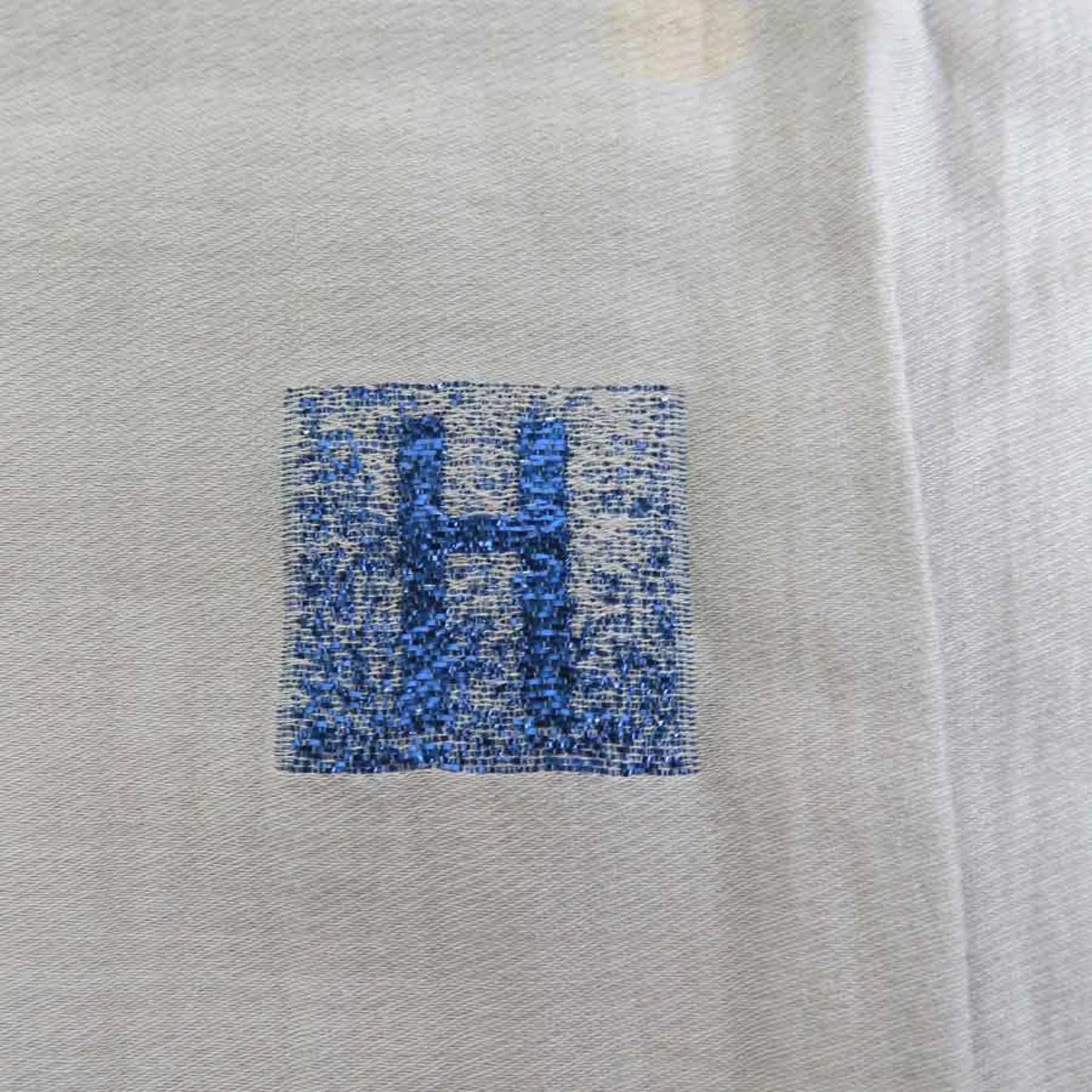 Pre-Owned Hermes HERMES Shawl Scarf H Logo Cotton/Silk/Polyester Greige/Blue Unisex e55881a (Good)