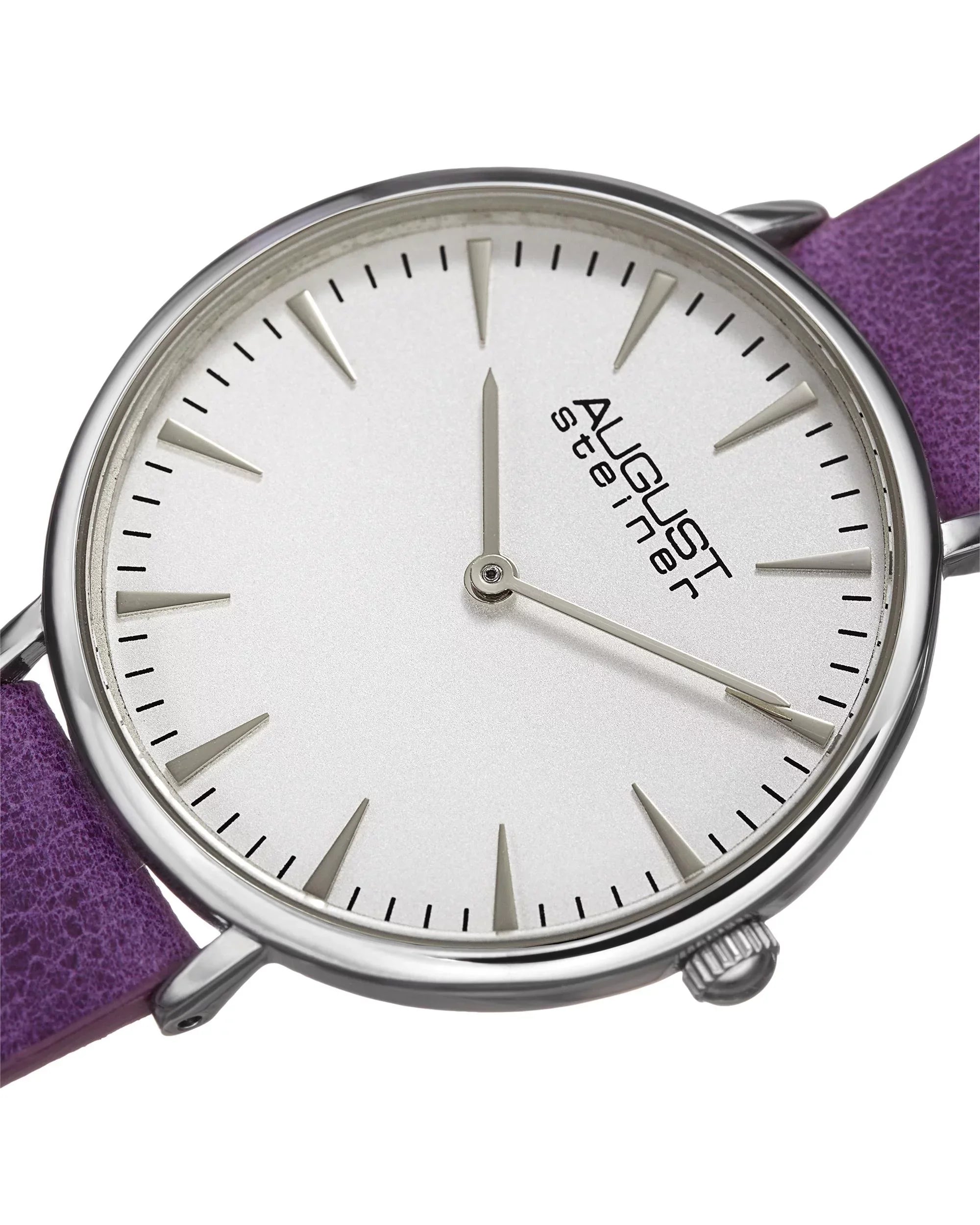 Women's AS8187 Silver-Tone Watch with Purple Leather Band