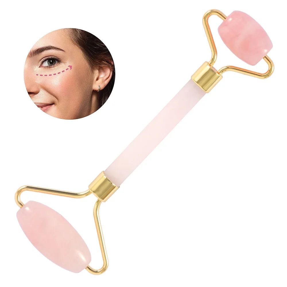 Jade Roller; Face Roller; Facial Beauty Roller Skin Care Tools; Rose Quartz Massager for Face; Eyes; Neck; Body Muscle Relaxing and Relieve Fine Lines and Wrinkles Gua Sha