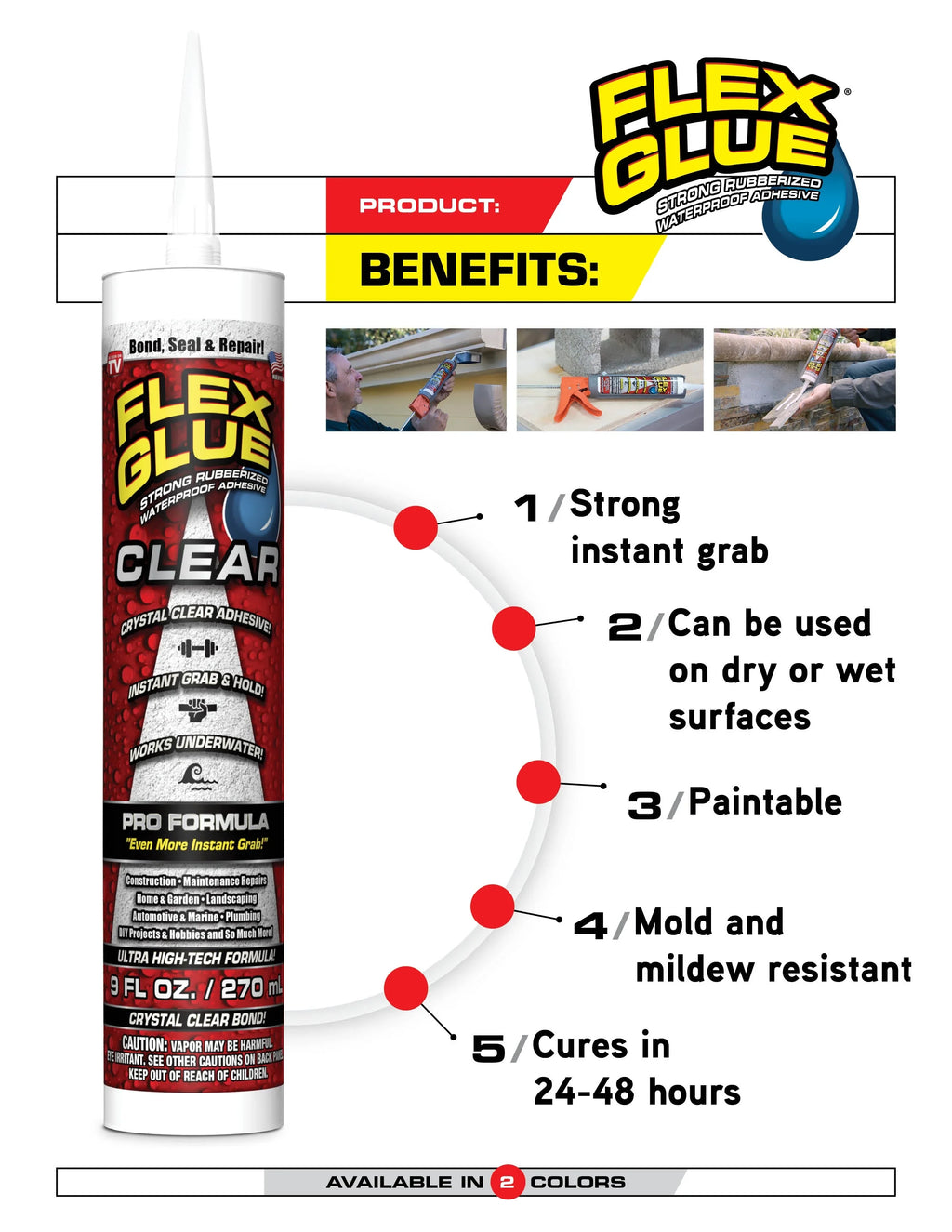 Flex Seal Family Of Products Flex Glue White Rubberized Liquidproof Adhesive 10 Oz