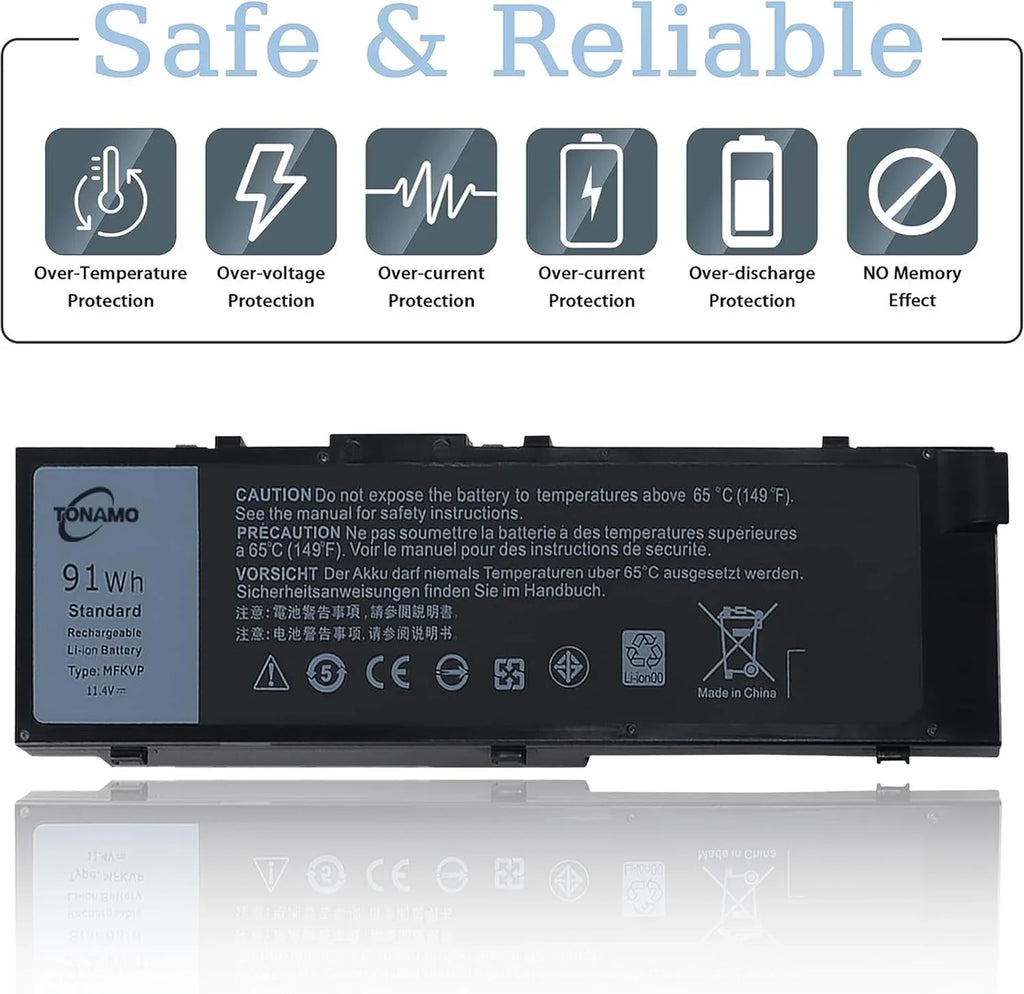 91Wh MFKVP Laptop y for Dell Precision 15 7510 7520 Precision 17 7710 7720 1G9VM 451-BBSB 451-BBSF GR5D3