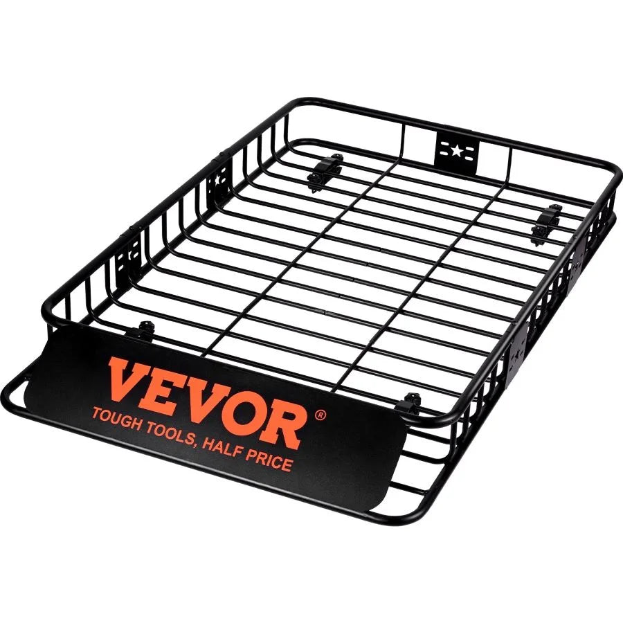 VEVOR Roof Rack Cargo Basket; 64" x 39" x 6" Rooftop Cargo Carrier with Extension; Heavy-duty 200 LBS Capacity Universal Roof Rack Basket; Luggage Holder for SUV; Truck; Vehicle