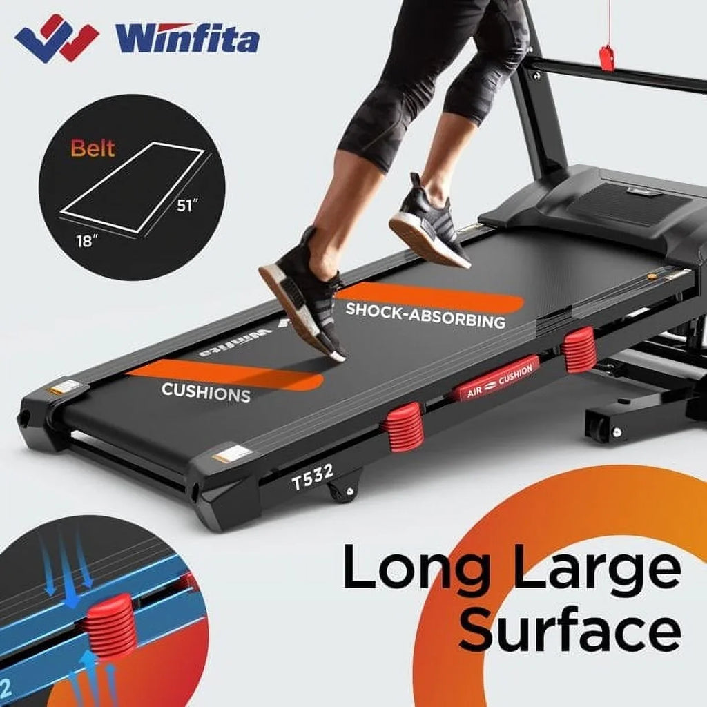 Famistar 4.5HP Folding Treadmill Clearance for Home with 15% Auto Incline 300 LBS Capacity Up to 10MPH Speed Running System