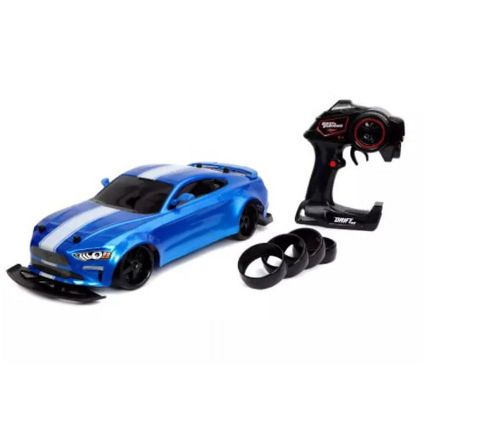 Jada Fast & Furious Elite Drift RC Jakob's Ford Mustang GT Remote Control Vehicle 1:10 Scale- Blue