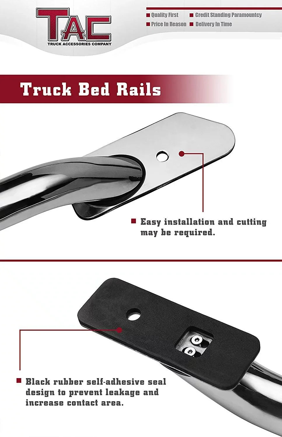 TAC Bed Rails Fit 2014-2024 Chevy Silverado 1500/GMC Sierra 1500 5.5ft Short Bed T304 Stainless Steel truck Side rails Off Road Automotive Exterior Accessories 2pcs