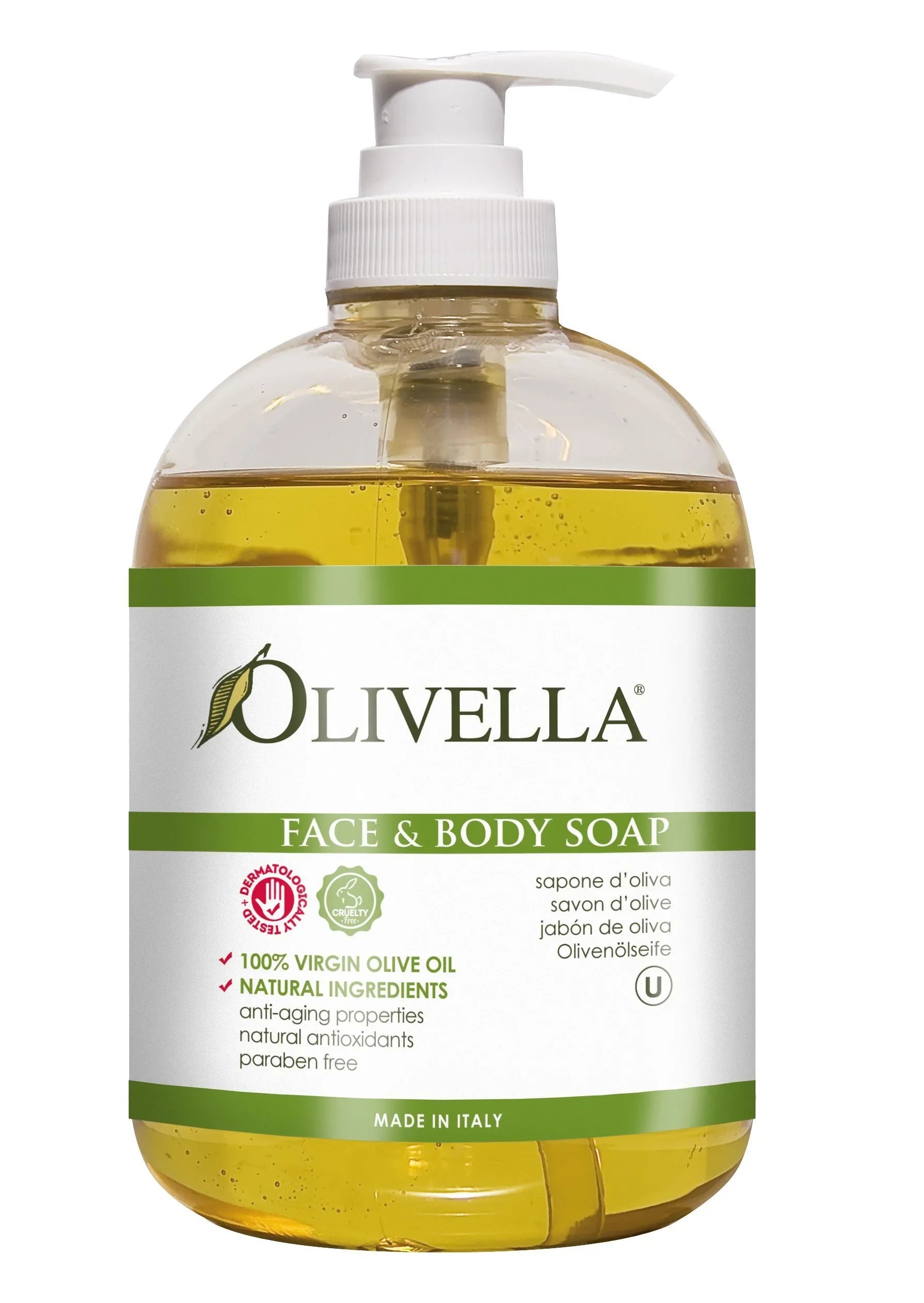 Olivella Virgin Olive Oil Face and Body Liquid Soap 10.14 oz Pack of 4