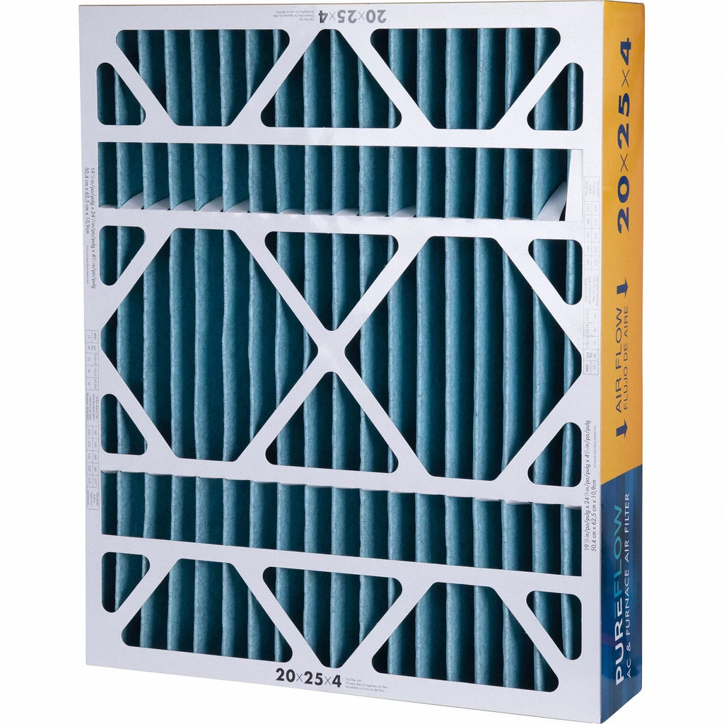 PureFlow; Home Furnace Air Filter 20x25x4; with 4 Layers of Advanced Filtration Technology; MERV-13 Pack-of-2