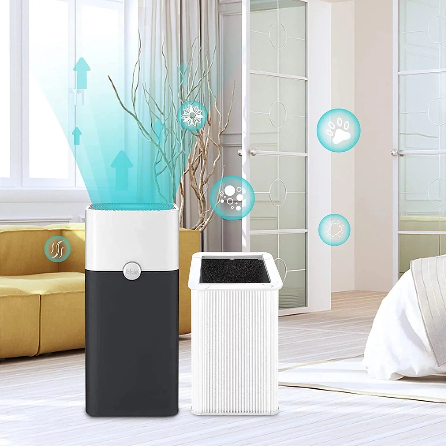 121 Replacement Filter Compatible with Blueair Blue Pure 121 Air Purifier; HEPA and Activated Carbon Filter
