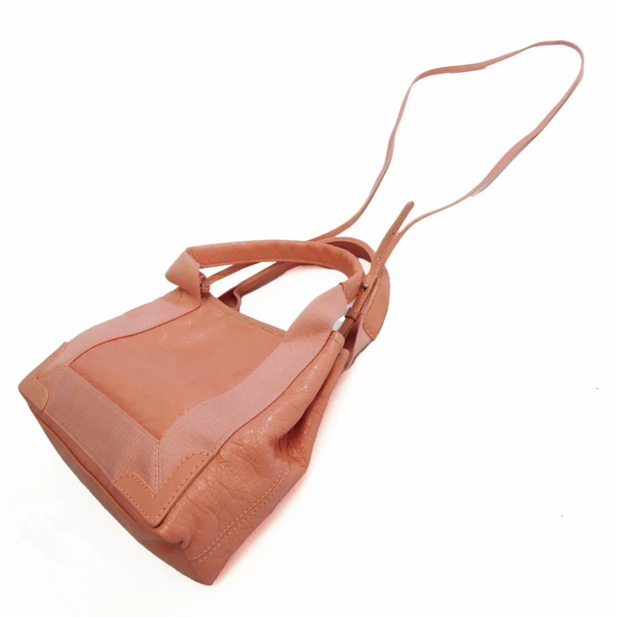 Pre-Owned Balenciaga Navy Cabas XS 390346 Women's Canvas;Leather Handbag;Shoulder Bag Light Pink (Good)
