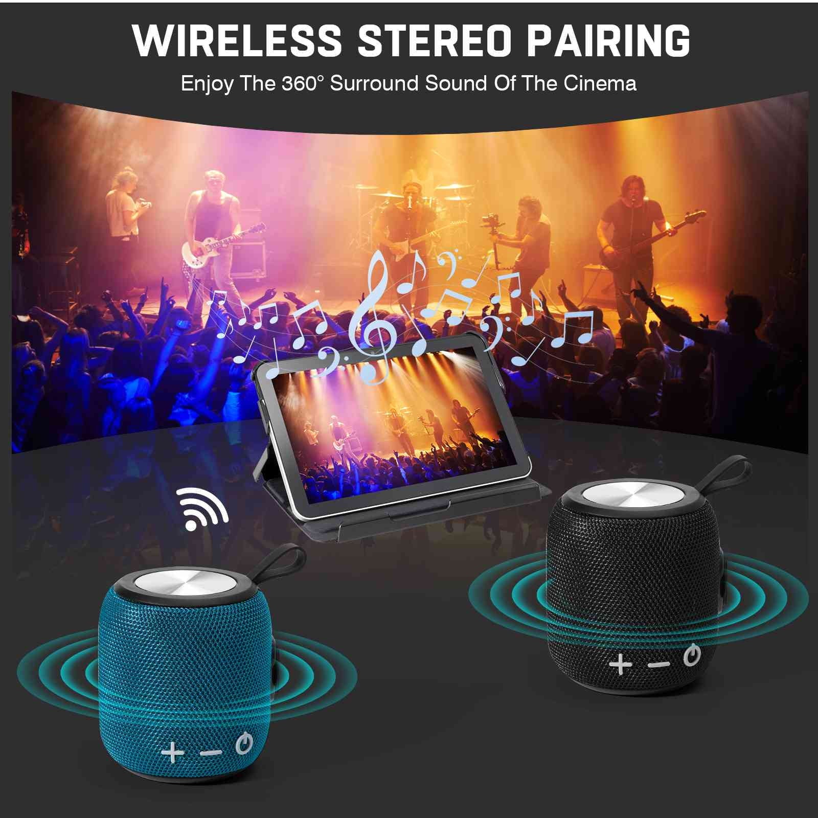 Bluetooth Speaker: Powerful Stereo Sound; IPX7 Liquidproof; True Wireless Stereo Pairing; Portable Design; Latest Bluetooth V5.2 - Perfect for Mi Max 3; Beach; Outdoor; Home; Parties; Scooter - Blue