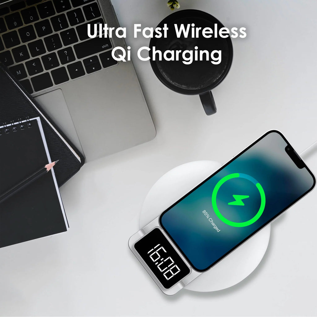 Rexing RS7 3-in-1 Wireless Charging Station; Touch Control; Table-Desk Lamps - White