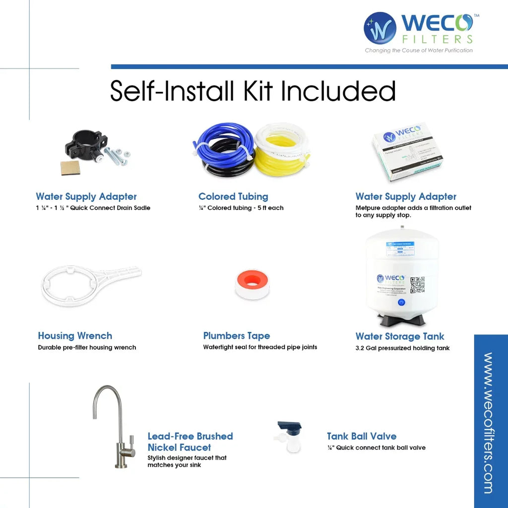 WECO VGRO-75GS-10EXTRA.5 High Efficiency Reverse Osmosis Drinking Filtration System with Bacteriostatic Filter