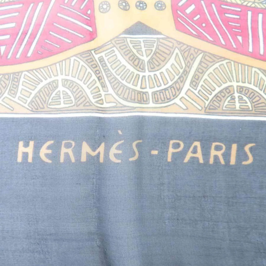 Pre-Owned Hermes HERMES Scarf ART des STEPES Step Art/Estimated Silk Black x Multicolor Unisex (Good)