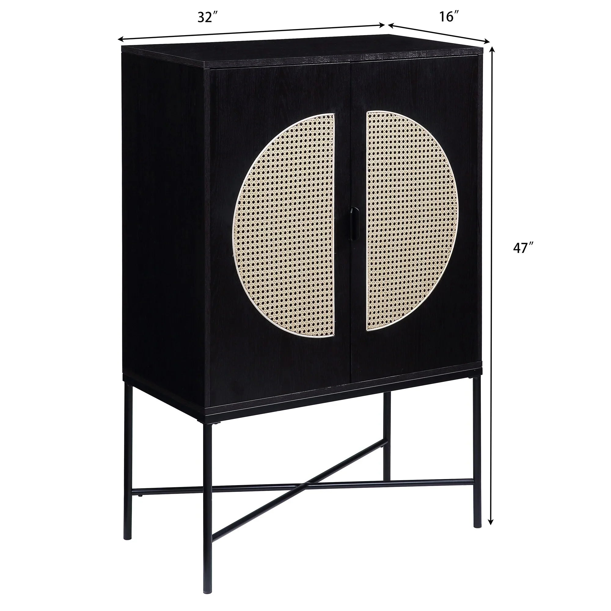 BESTCOSTY Wine Cabinet Locker Wine Rack; Metal & Wood Black Finish