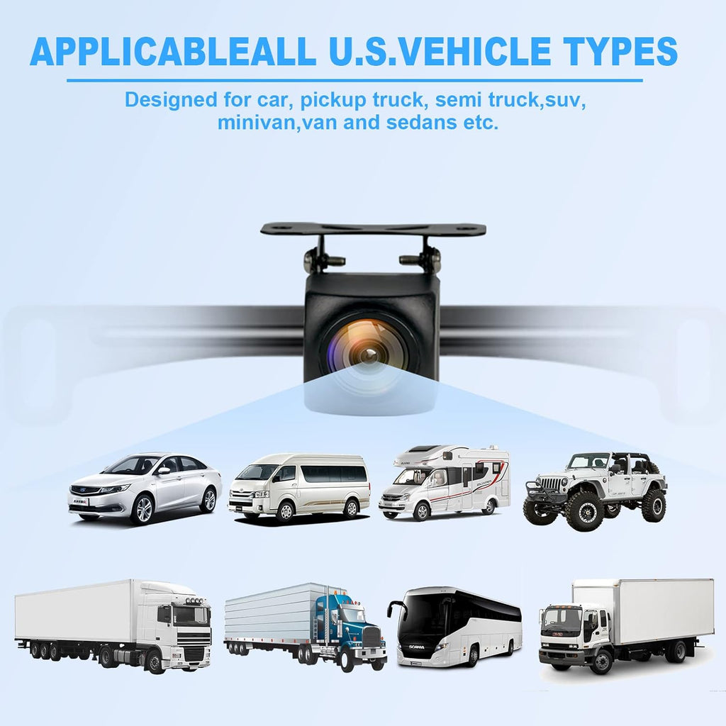 Backup Camera; HD Fluidproof Ip69K Backup/Front View Camera; Rear View Camera 720P HD Star Light Night Vision and 140°All-Round View; Reverse Camera Systems for Cars; Trucks; RV; SUV;Van (Black)