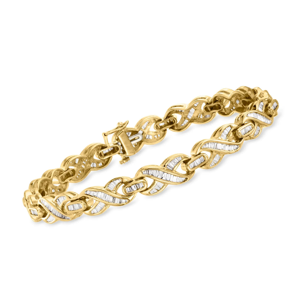 Ross-Simons C. 1980 Vintage 3.00 ct. t.w. Diamond X-Link Bracelet in 14kt Yellow Gold; Women's; Adult; Pre-Owned