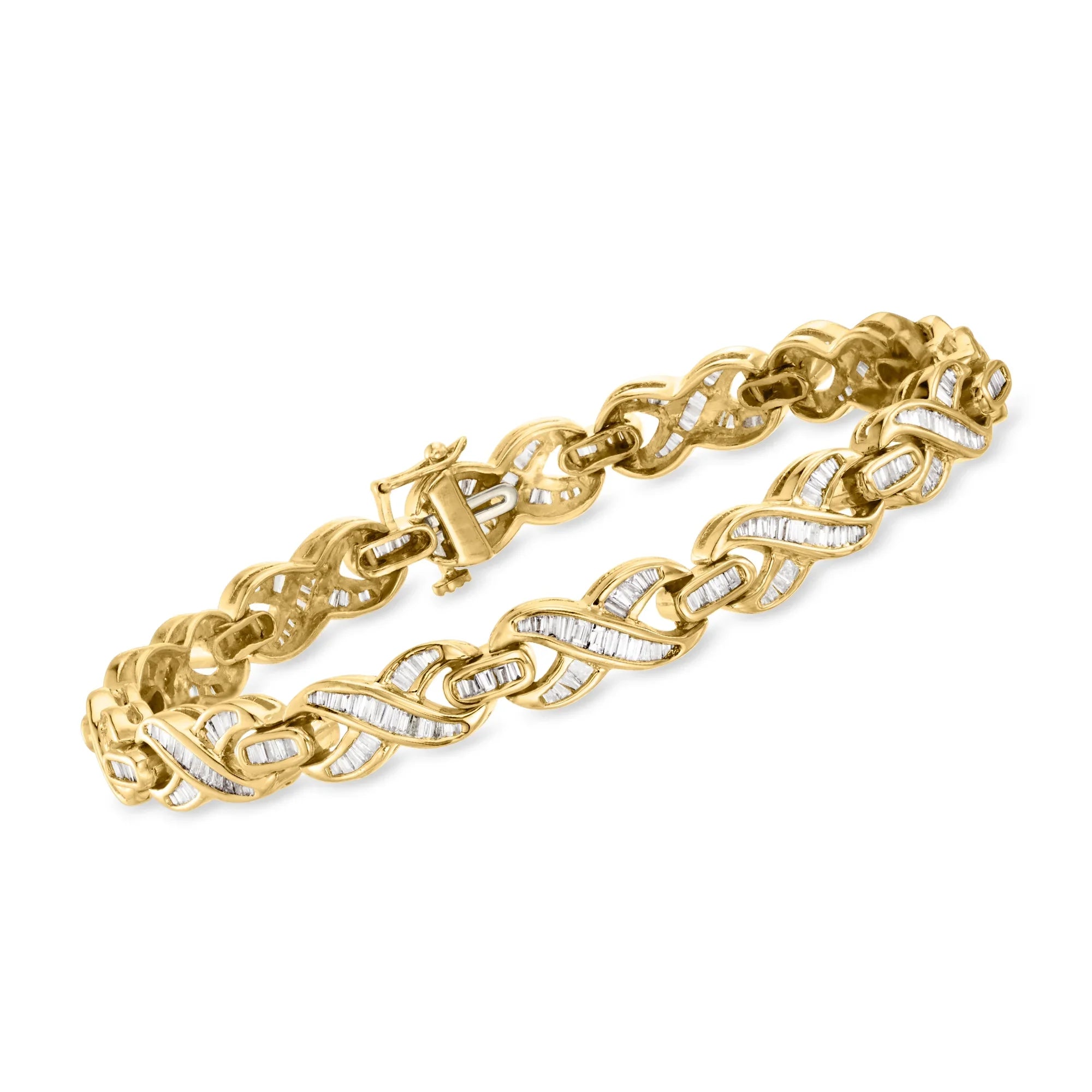 Ross-Simons C. 1980 Vintage 3.00 ct. t.w. Diamond X-Link Bracelet in 14kt Yellow Gold; Women's; Adult; Pre-Owned