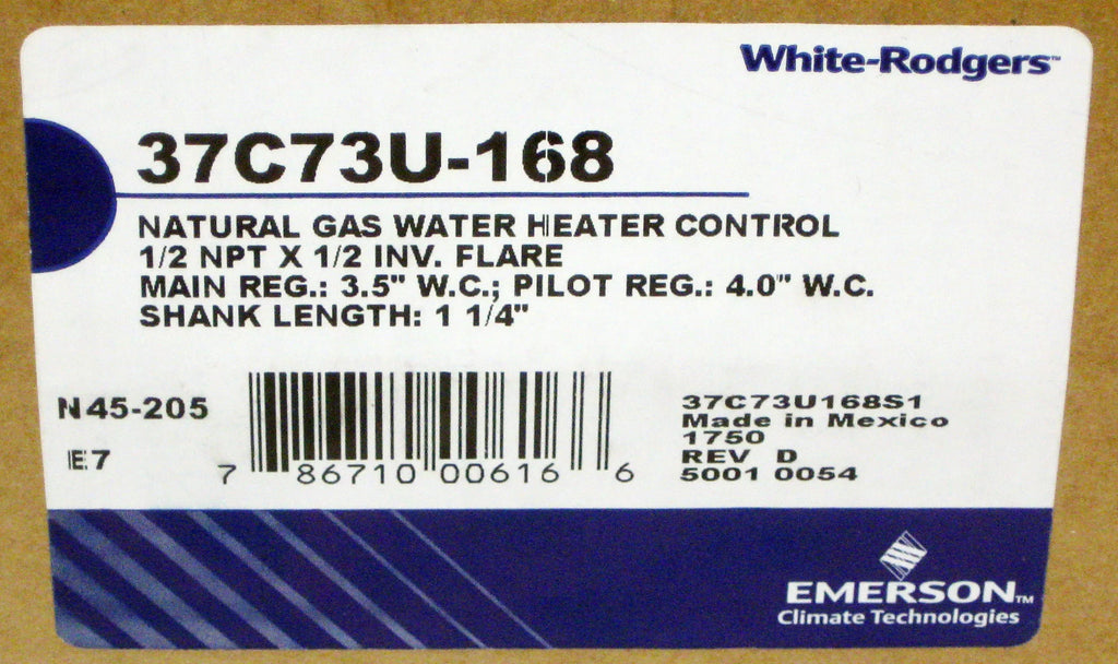 White Rodgers B800264 Up to 75; 000 BTU 37C73U-168 Universal Heater Gas Valve