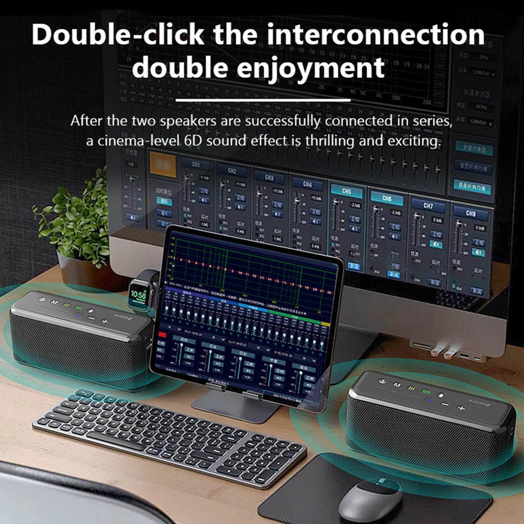 Anself XDOBO X8 MAX Portable Wireless Speaker with BT5.0 Technology and IPX5 Liquidproof Features; HiFi Sound; AUX USB Flash Drive TF Card Support; Long Playtime - Subwoofer Portable Speaker