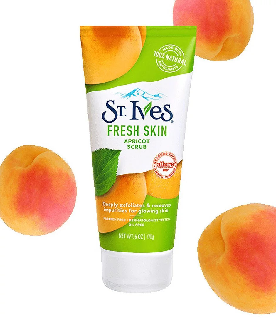 St.Ives Fresh Skin Apricot Scrub; Deep Exfoliation for Smooth Skin; Oil-Free; 6 oz; 4 Pack