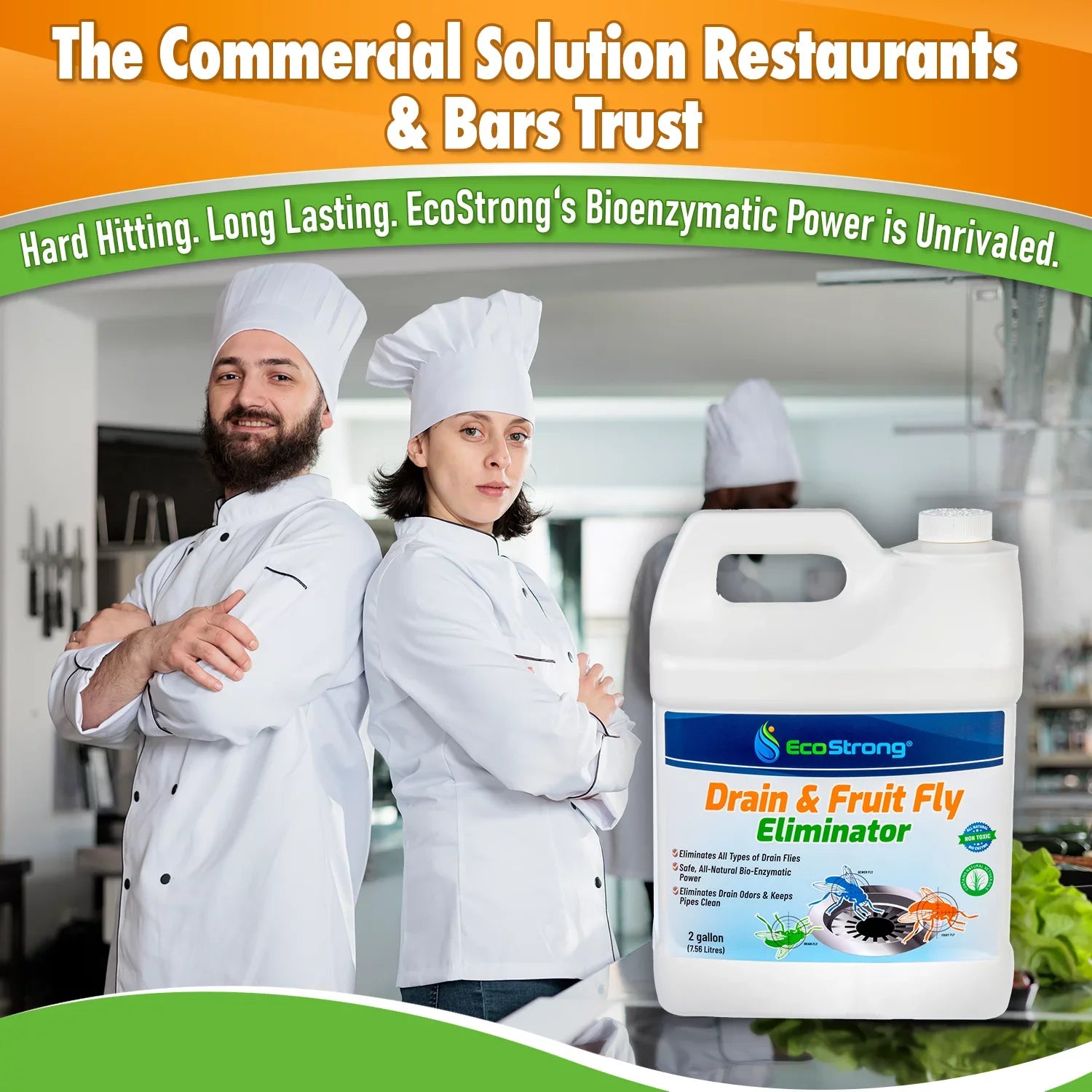 Fruit Fly Drain Treatment; Drain Fly Eliminator; Eliminates Gnats; Sewer Flies With EcoStrong - 2 Gallon