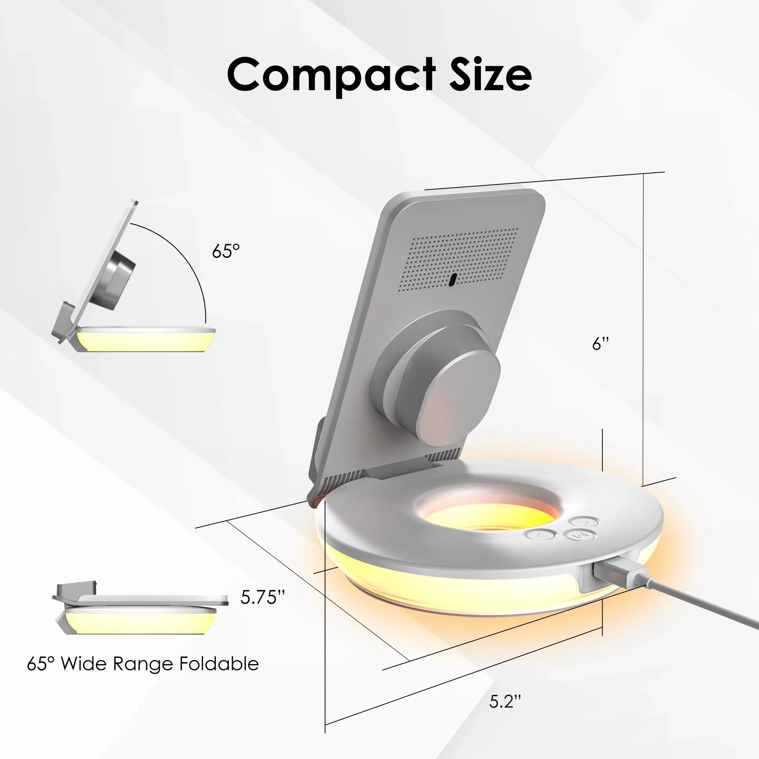 Rexing RS7 3-in-1 Wireless Charging Station; Touch Control; Table-Desk Lamps - White