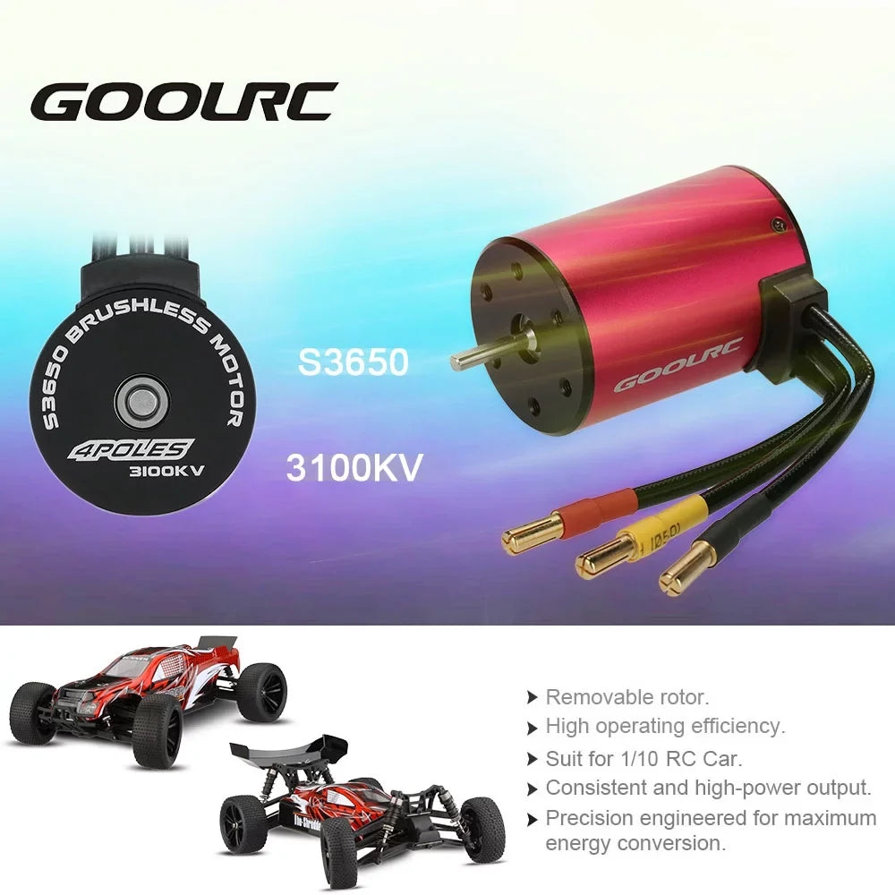 GoolRC ESC;Motor 1/10S3650 3100kv 4 Poles Motor Eryue Poles Motor 1/10 3100kv 4 Poles 3100kv Motor S3650 Car 3650 Motor Rookin Car Coolrc Motor