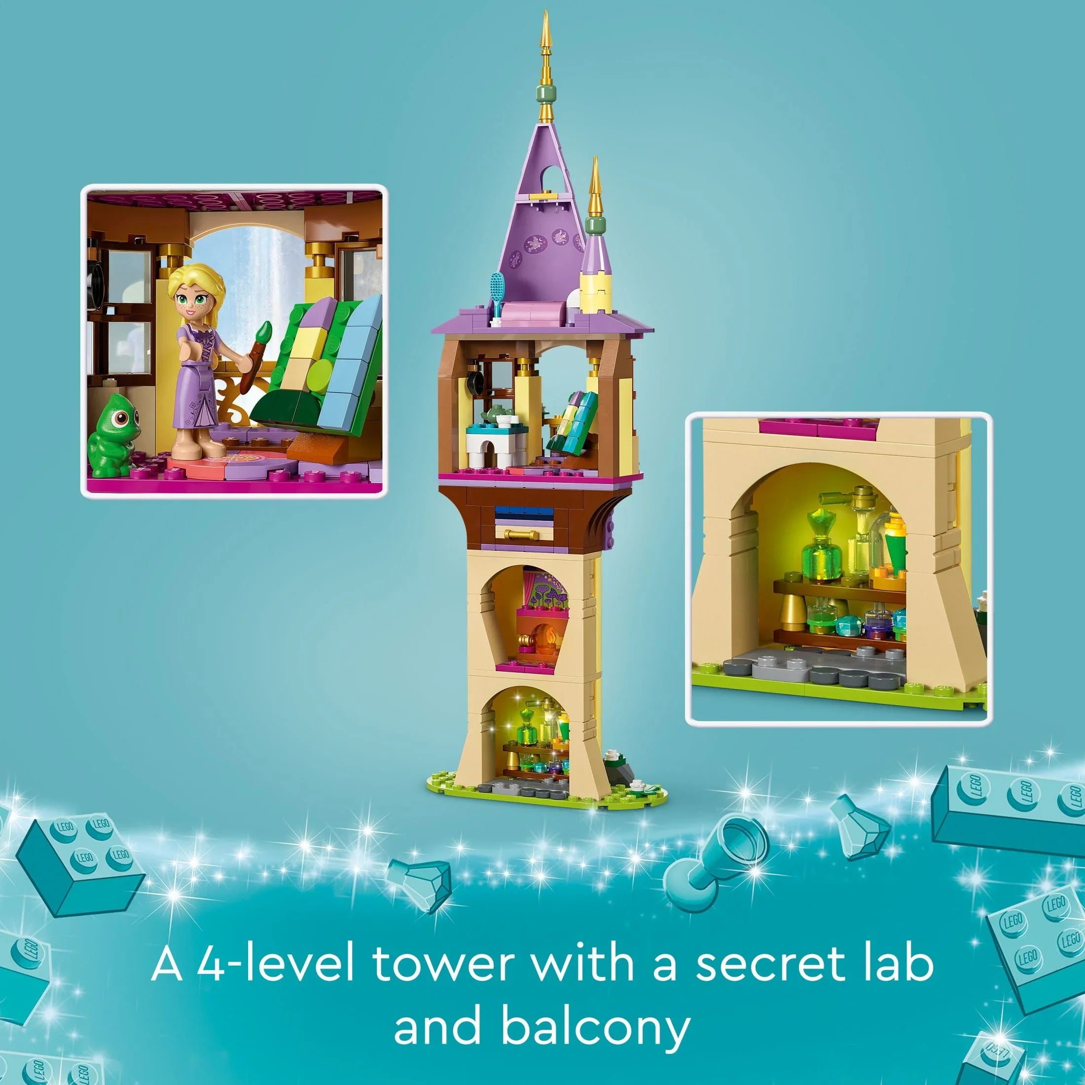 LEGO Disney Princess Rapunzel’s Tower & The Snuggly Duckling Tangled Building Toy with Flynn Rider and Mother Gothel Mini-Dolls; Disney Princess Toy; Fun Gift for Girls and Boys Ages 6 Plus; 43241