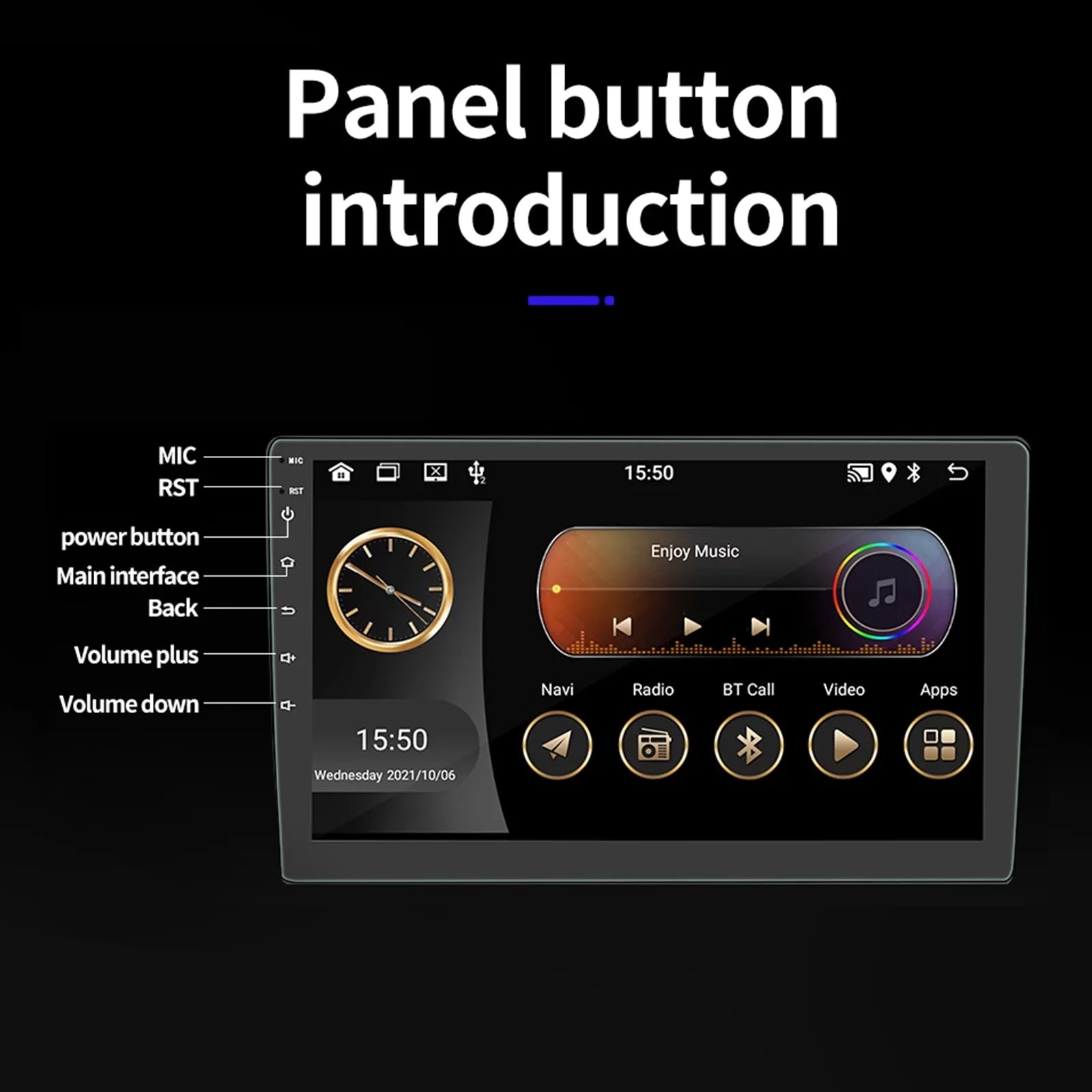 Double Din Car Stereo Radio 10'' Touch Screen Carplay Universal Car Multimedia Player with Bluetooth FM Radio Receiver Mirror Link（1+16G）