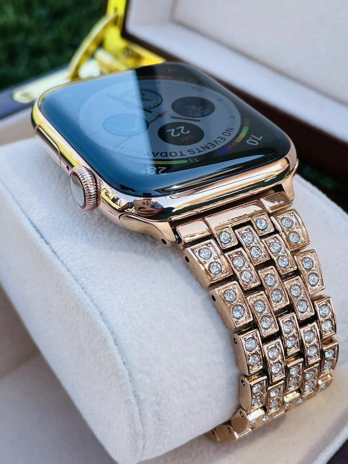 Custom 24K Rose Gold 45MM iWatch SERIES 7 Stainless Steel Rose Gold Band
