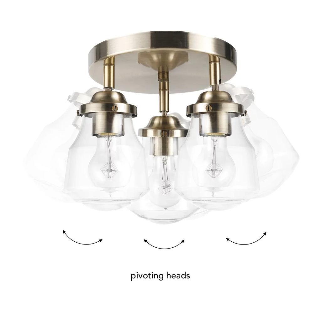 Globe Current-activated Gerard 3-Light Antique Brass Track Lighting Canopy Light with Clear Glass Shades; Bulbs Included; 59761