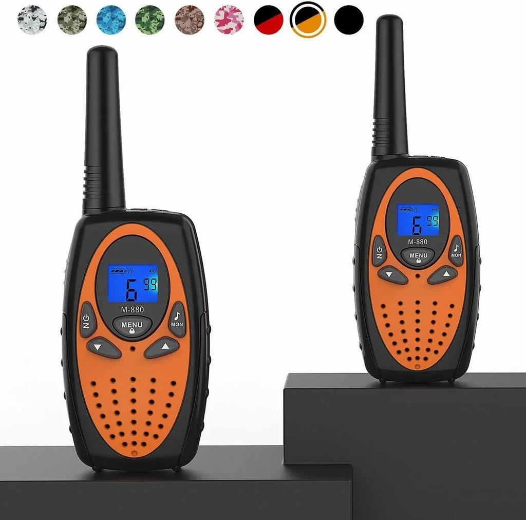 Two Way Radios for Adults; FRS Walkie Talkie Long Range /Hands Free Walki Talki with Noise Cancelling for Women Kids Camping Hiking Cruise Ship (Orange 2 in 1)