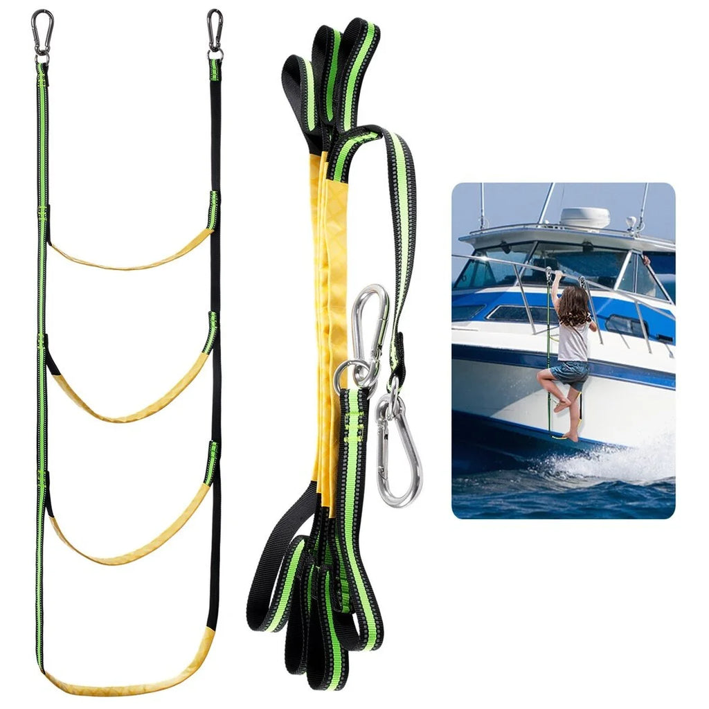 4-Step Boat Rope Ladder; Portable Rope Boarding Ladder; Foldable Outdoor Climbing Ladder; Heavy Duty Swim Ladder for Inflatable Boat; Sailboat; Kayak; Canoeing; Motorboat