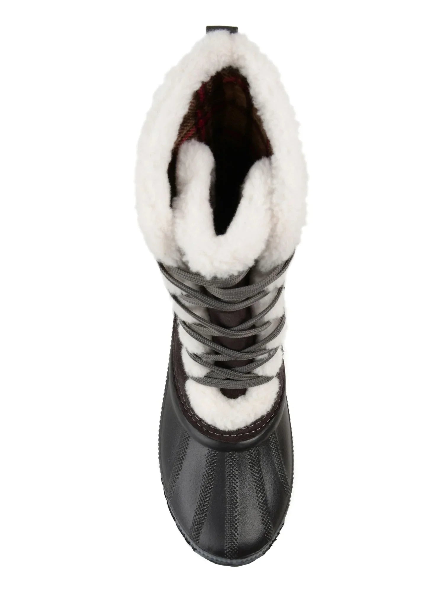 JOURNEE COLLECTION Womens Gray Two-Toned Fleeced Lined Insulated Fluidproof Blizzard Round Toe Lace-Up Snow Boots 11