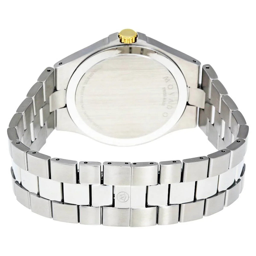 Movado Edition Black Dial Gold Tone Bezel Steel Quartz Ladies Watch 606910